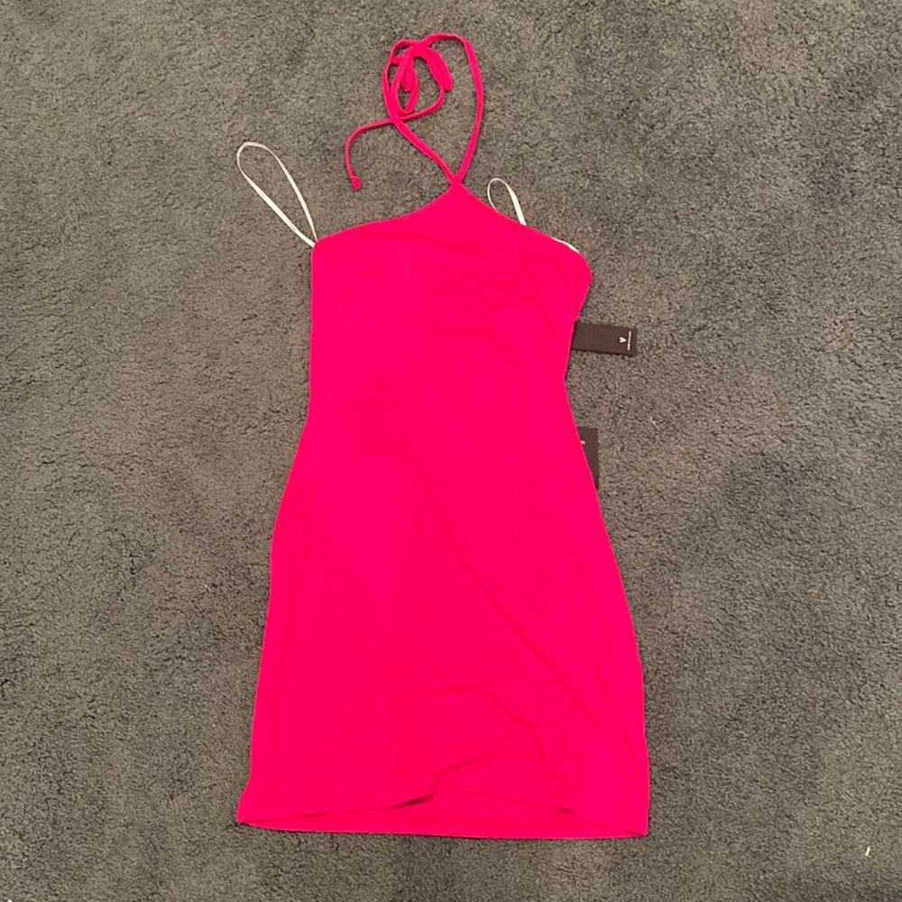 Halter pink mini dress